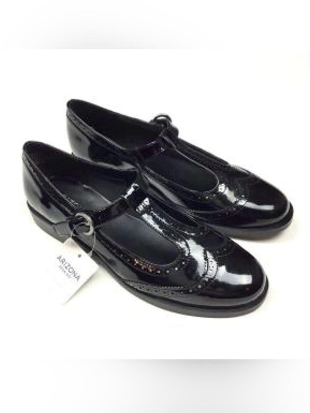 Arizona Jean Company Black Patent T-Strap Flats
